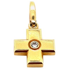 Cartier Diamond Cross Charm 18 Karat Yellow Gold