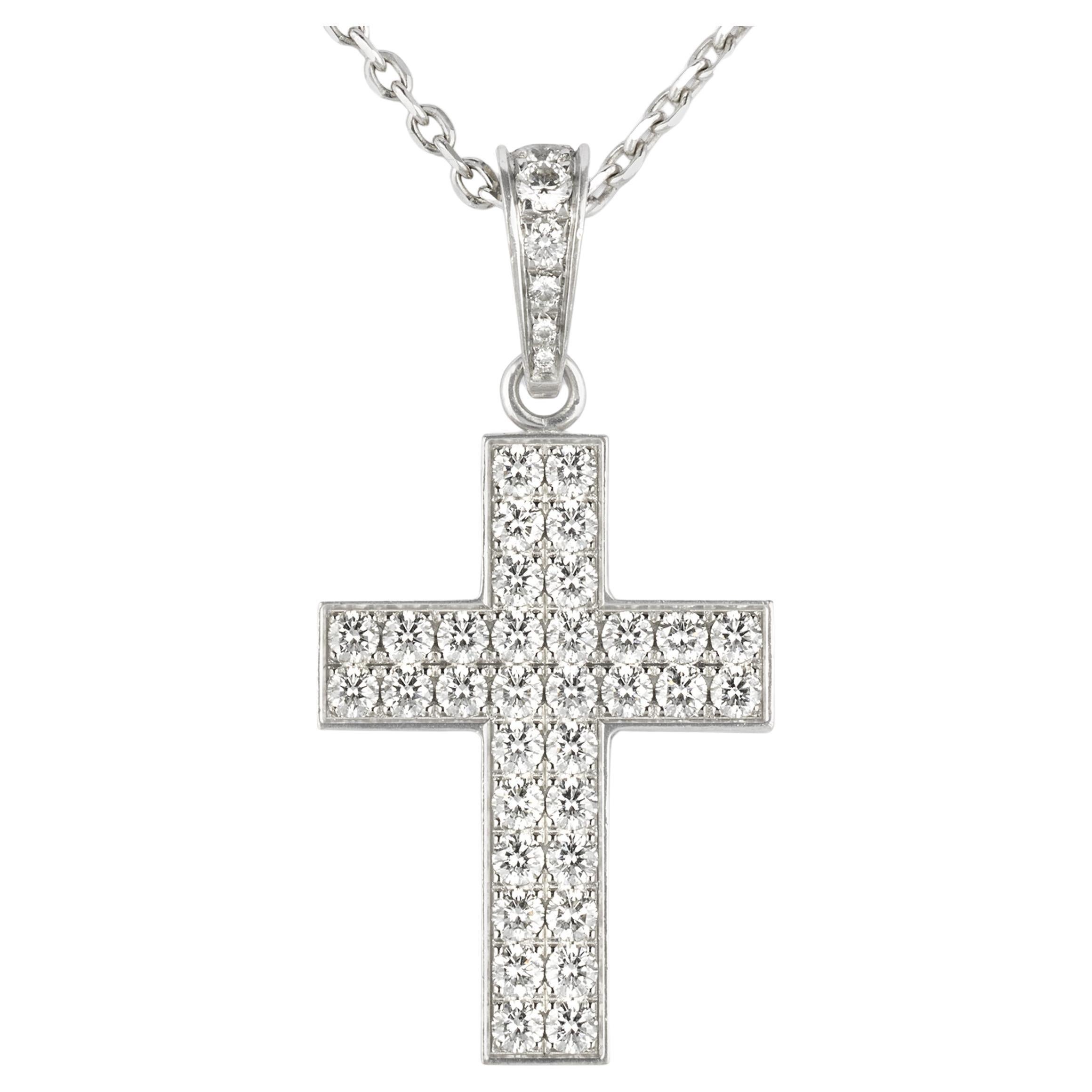 Cartier Pendentif croix en diamants de 1,00 carat En vente sur 1stDibs