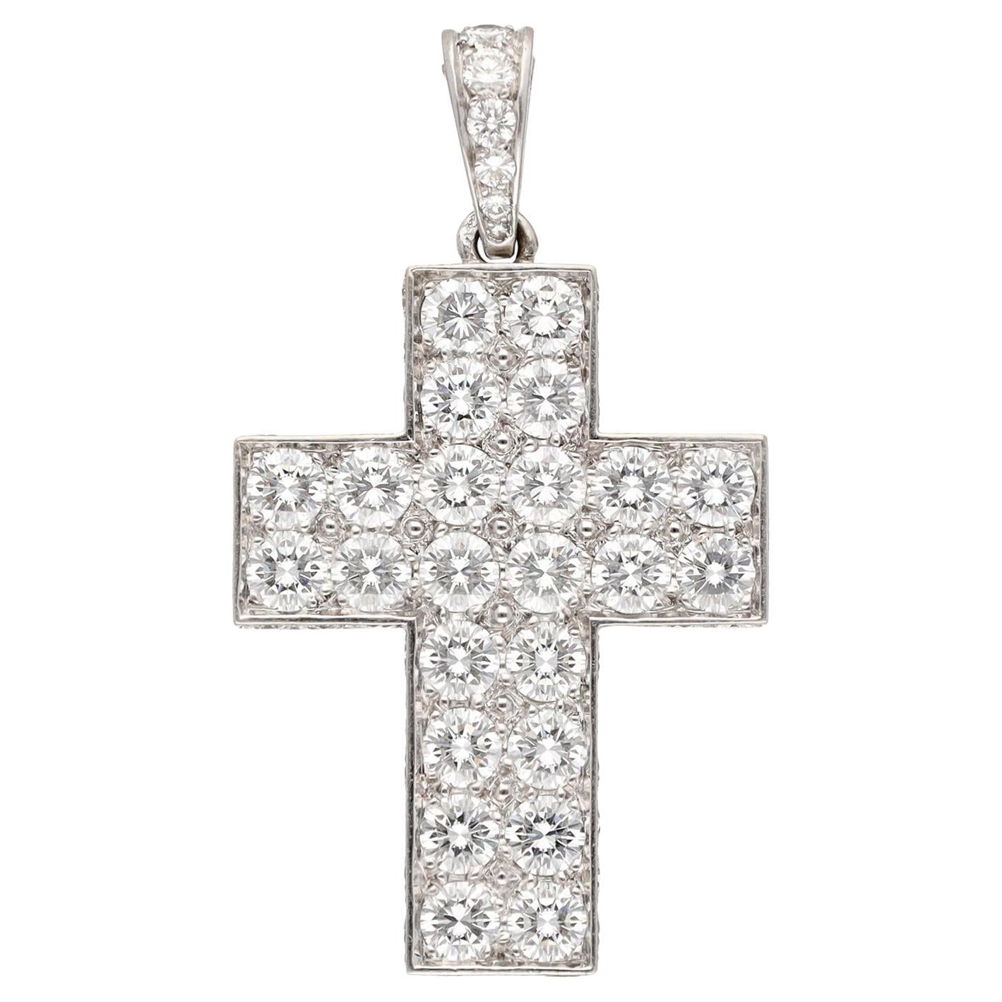 CARTIER Diamond Cross Pendant For Sale