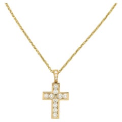 Cartier Diamond Cross Pendant Necklace Adjustable