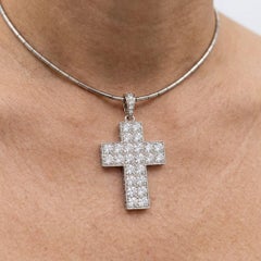 Cartier Diamond Cross Pendant Necklace in 18k White Gold