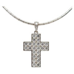 Cartier Diamond Cross Pendant Necklace in 18k White Gold