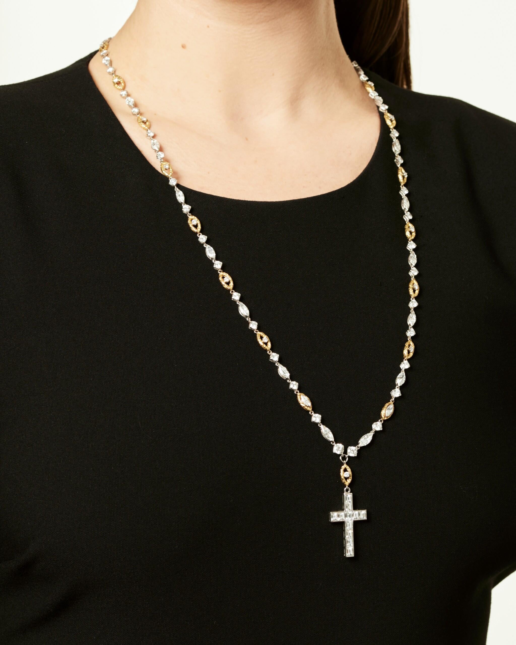 Artist Cartier Diamond Cross Pendant, Necklace in Platinum