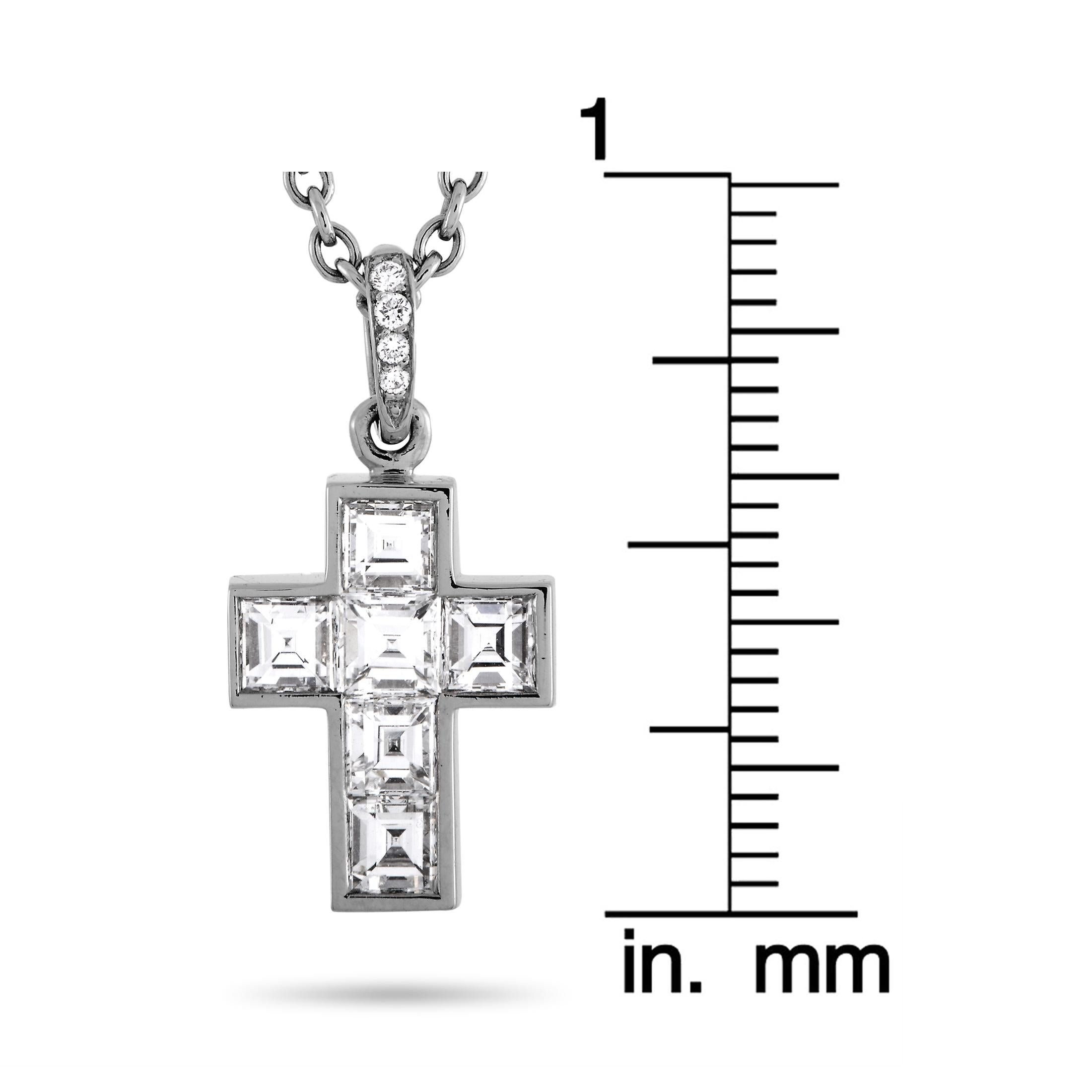 Women's Cartier Diamond Cross Platinum Pendant Necklace