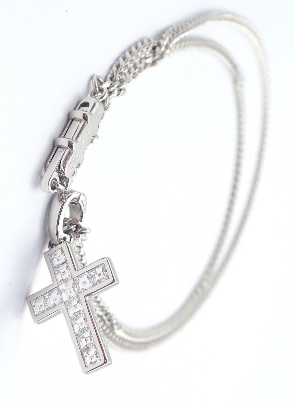 Cartier Diamond Cross White Gold Pendant Necklace 5