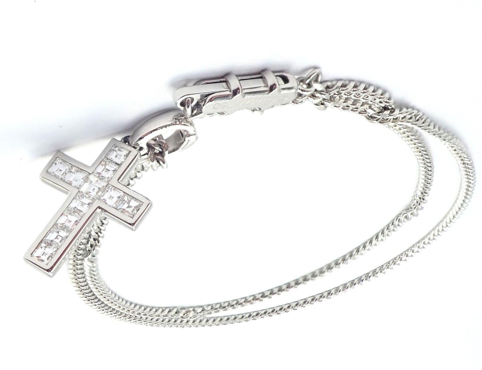 Cartier Diamond Cross White Gold Pendant Necklace 6