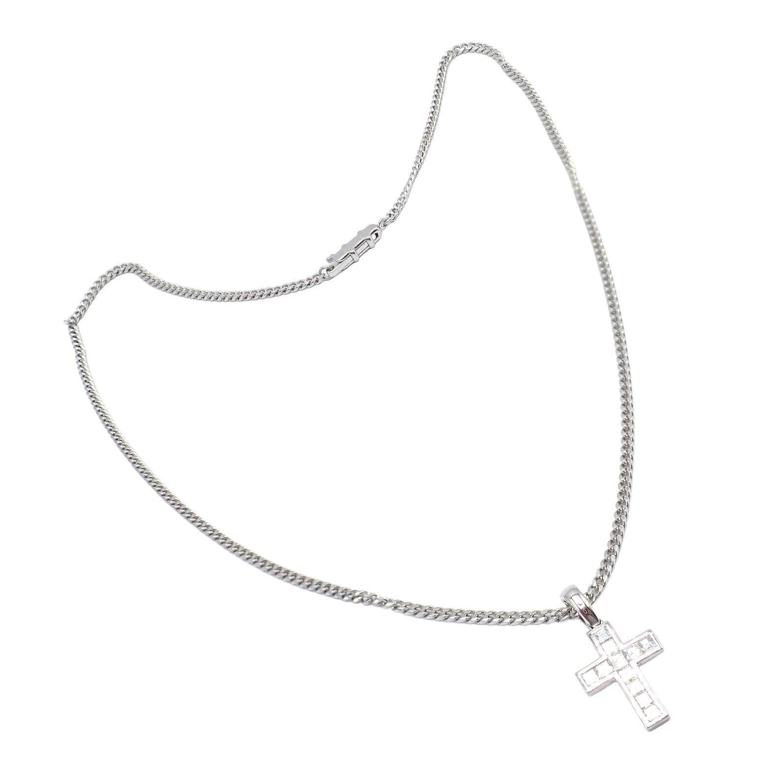 Cartier Diamond Cross White Gold Pendant Necklace 7
