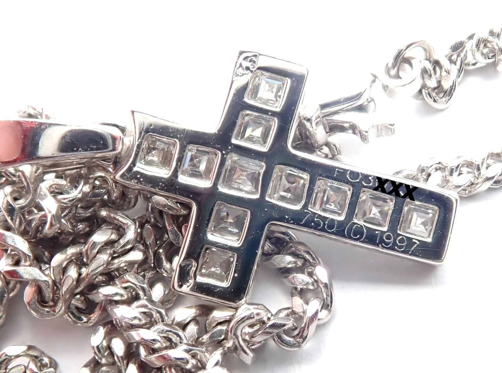 Cartier Diamond Cross White Gold Pendant Necklace 8