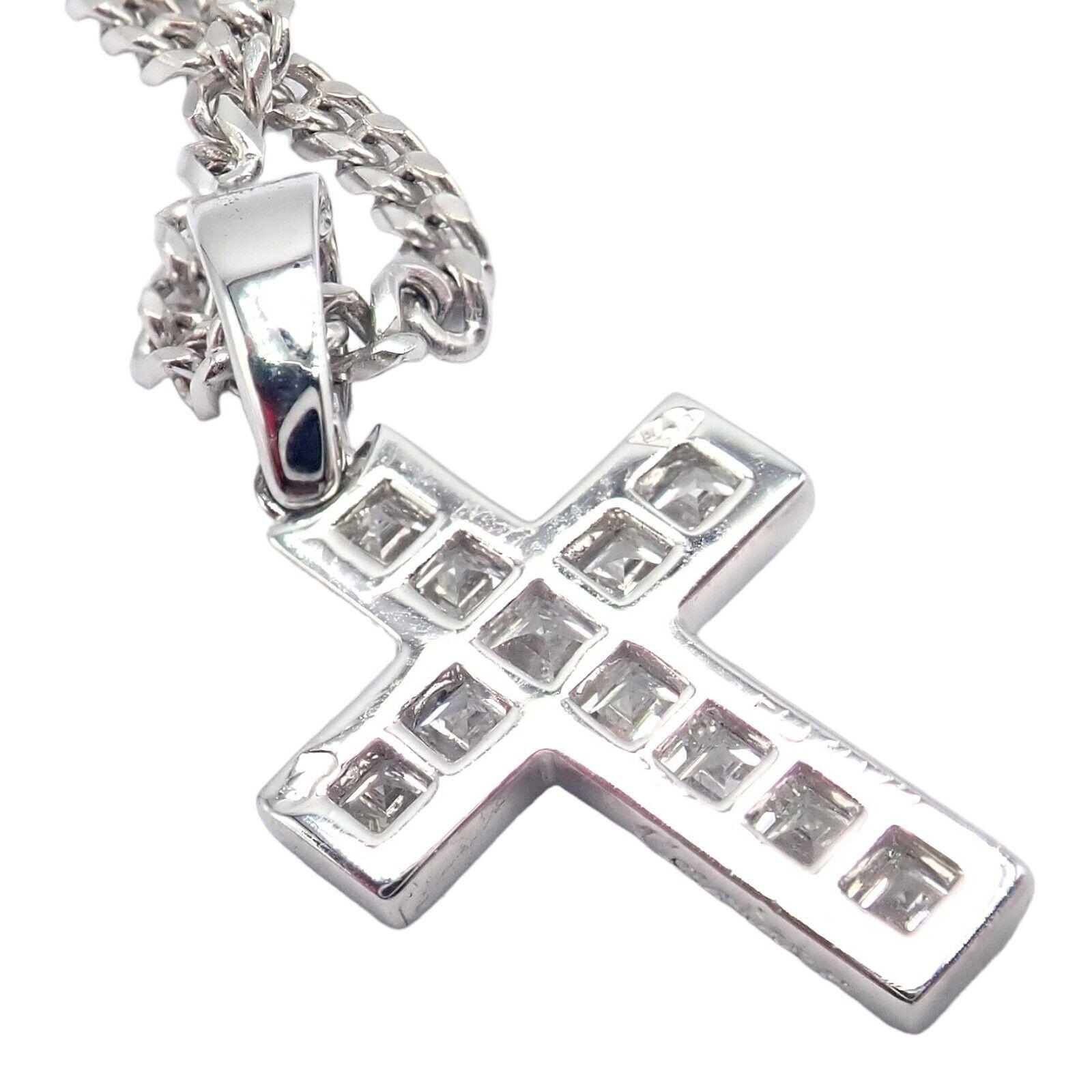 Cartier Diamond Cross White Gold Pendant Necklace In Excellent Condition In Southampton, PA
