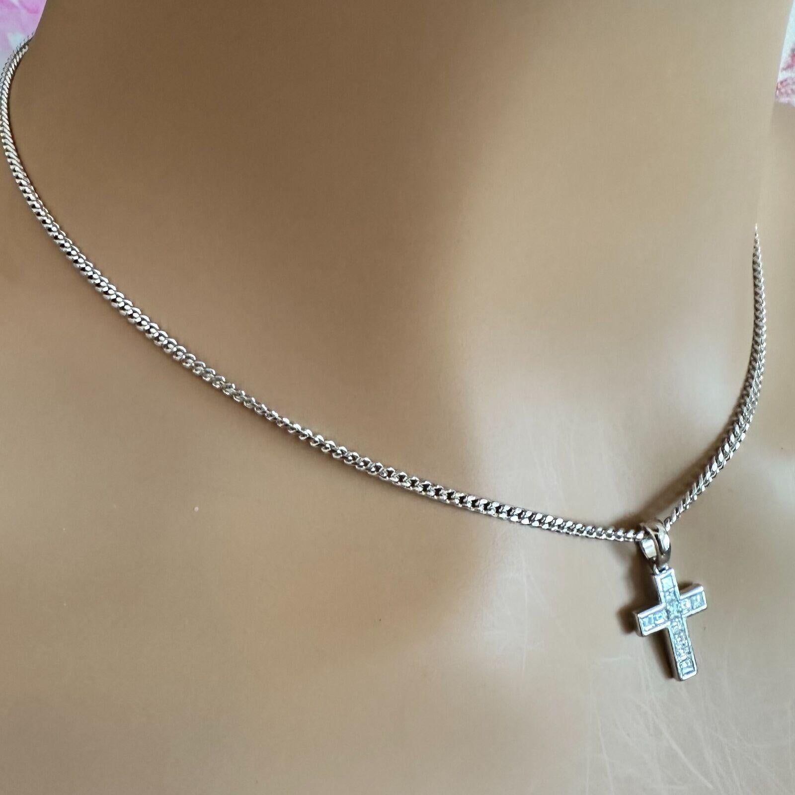 Cartier Diamond Cross White Gold Pendant Necklace 1