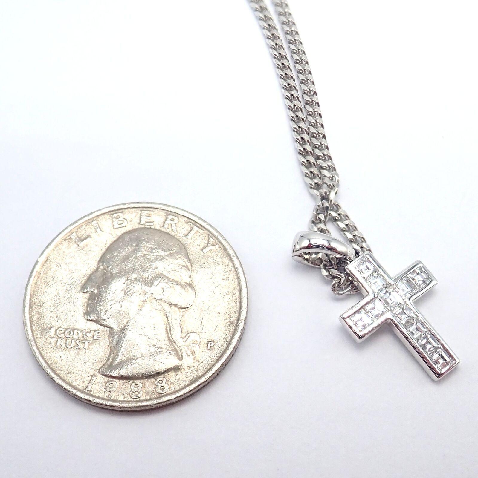 Cartier Diamond Cross White Gold Pendant Necklace 2