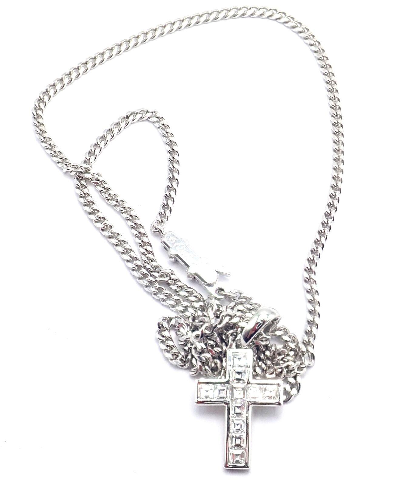 Cartier Diamond Cross White Gold Pendant Necklace 4