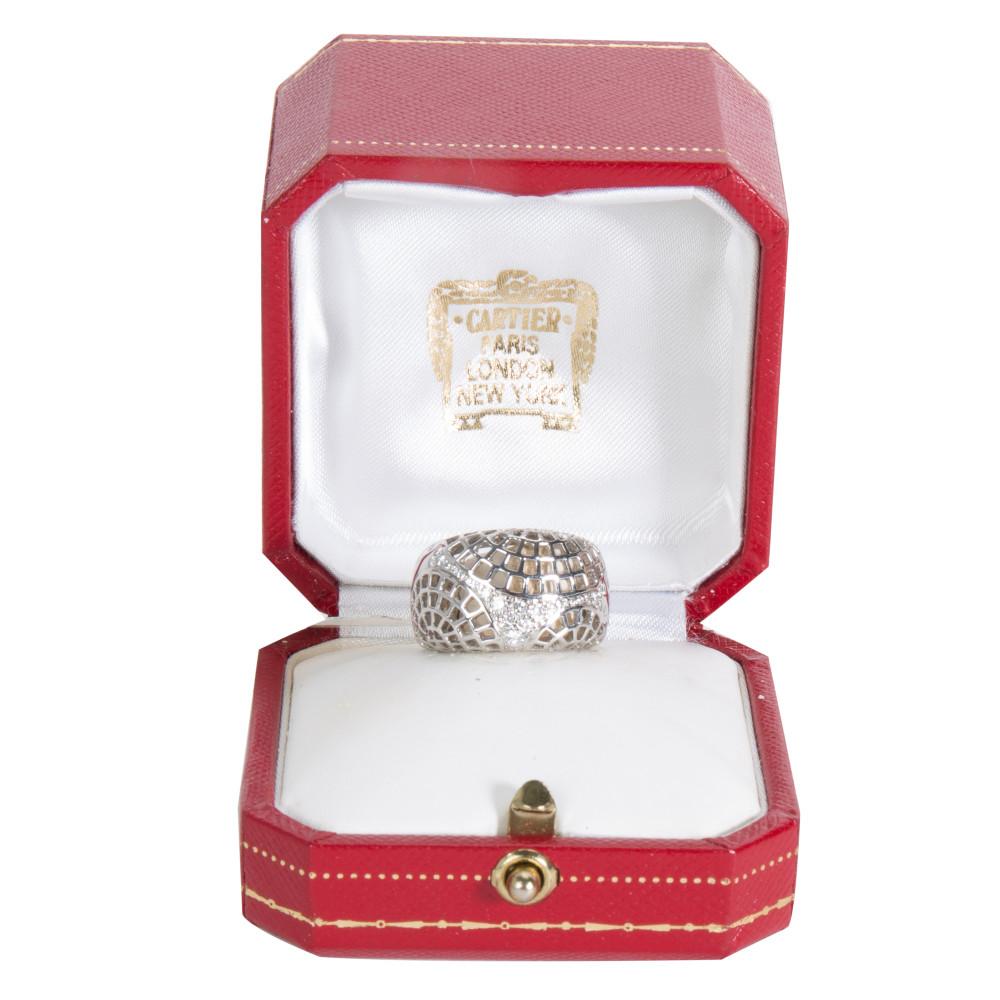 Women's Cartier Diamond Dome Ring in 18 Karat White Gold 0.45 Carat