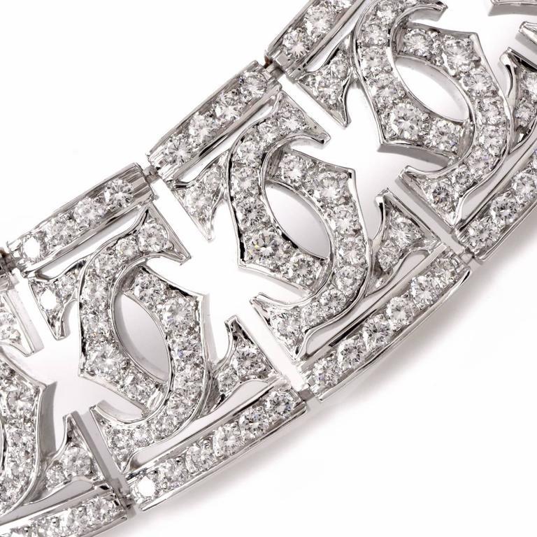 Round Cut Cartier Diamond Double C 18 Karat White Gold Choker Necklace