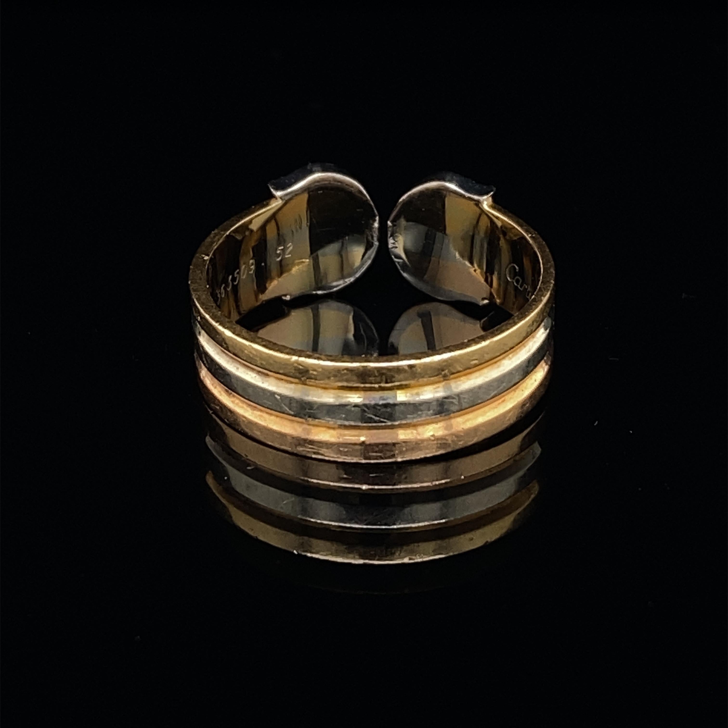 Women's or Men's Cartier Diamond Double C Tri-Color Gold Band Ring