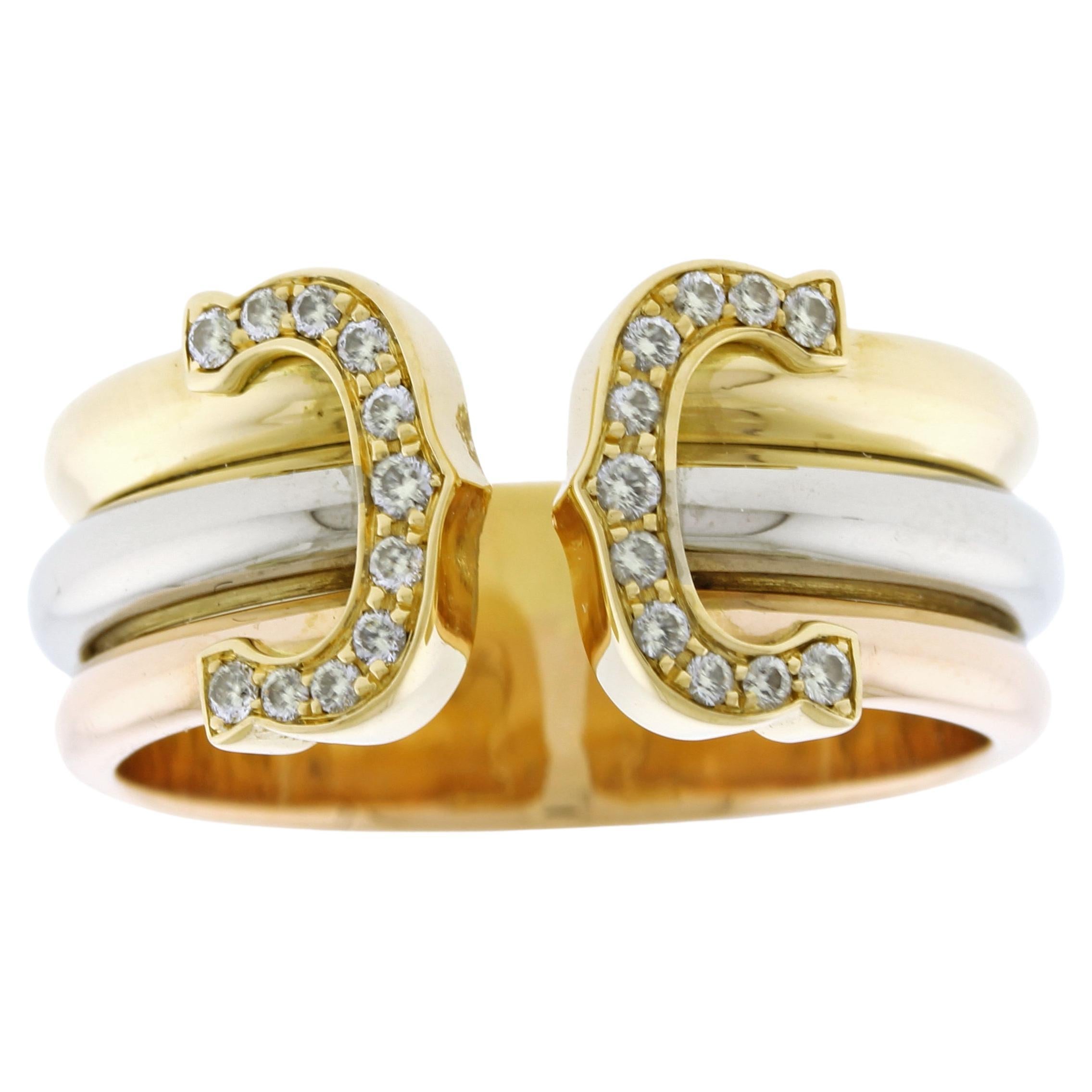 Cartier - Double C Trinity en diamants  Bague de l'anneau