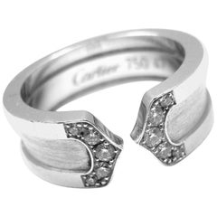 Cartier Diamond Double C White Gold Band Ring