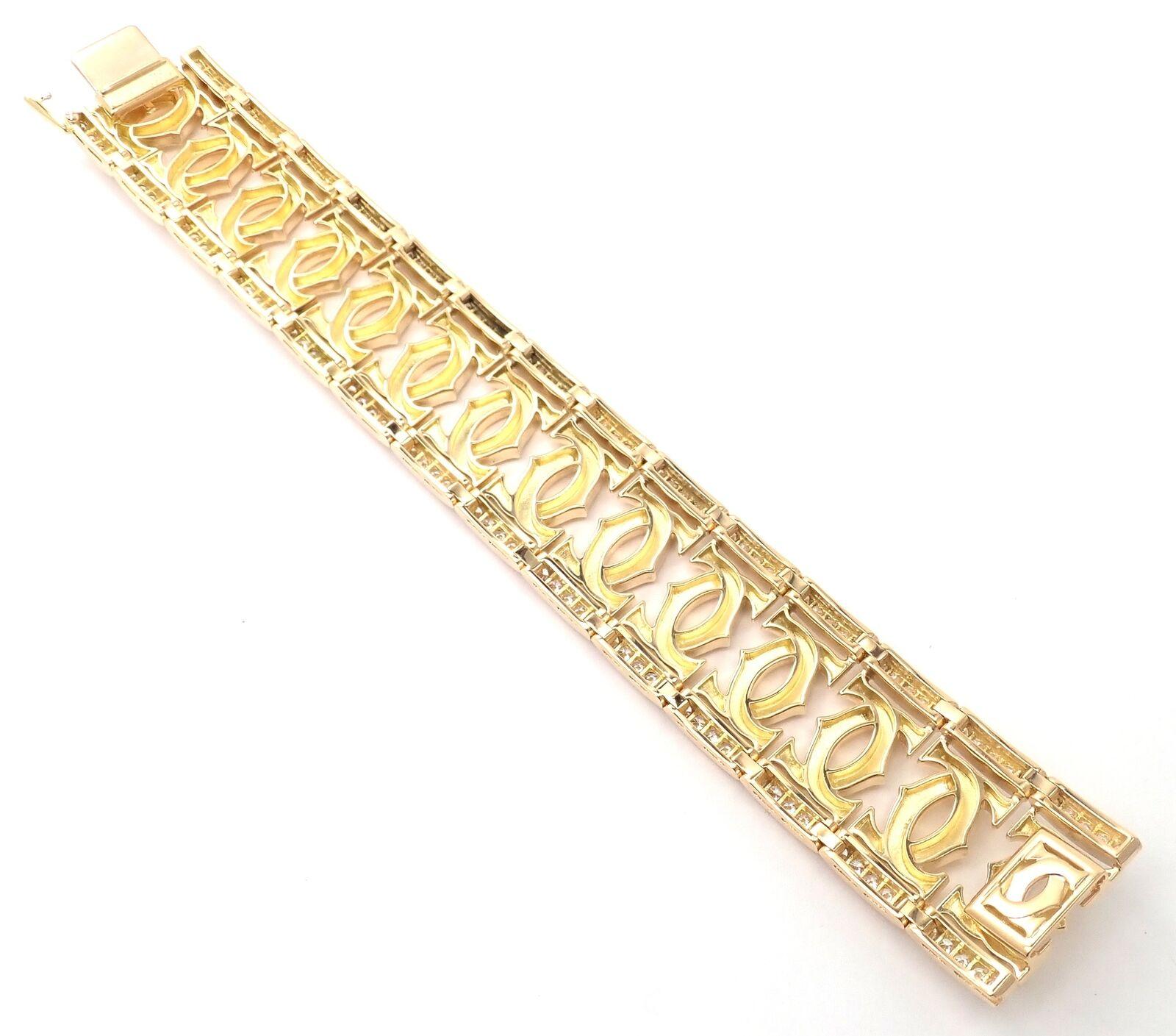 Cartier Diamond Double C Wide Yellow Gold Link Bracelet In Excellent Condition In Holland, PA