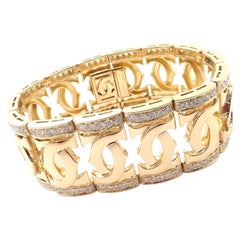 Cartier Diamond Double C Wide Yellow Gold Link Bracelet