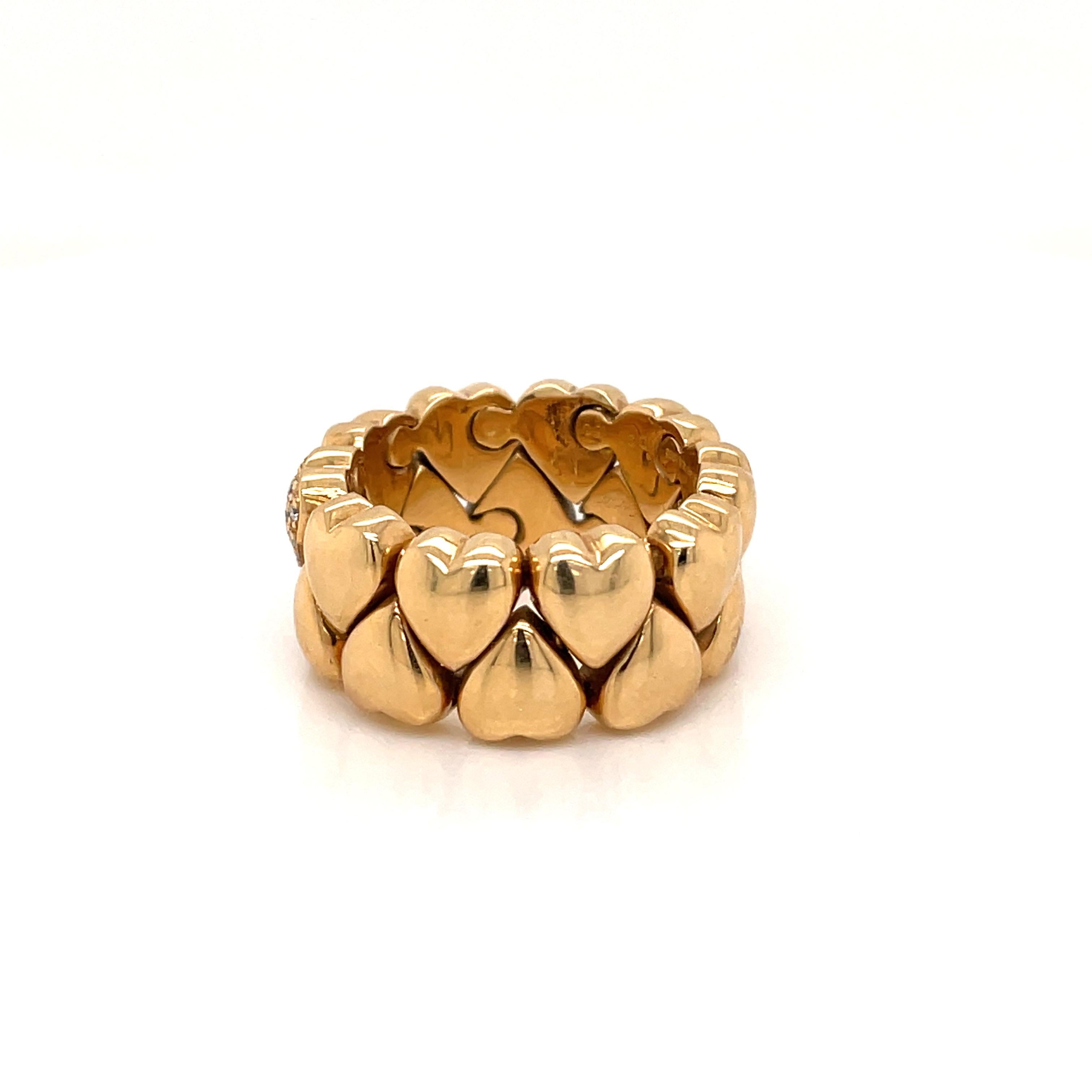 Cartier Diamond Double Coeurs Gold Band Ring 2