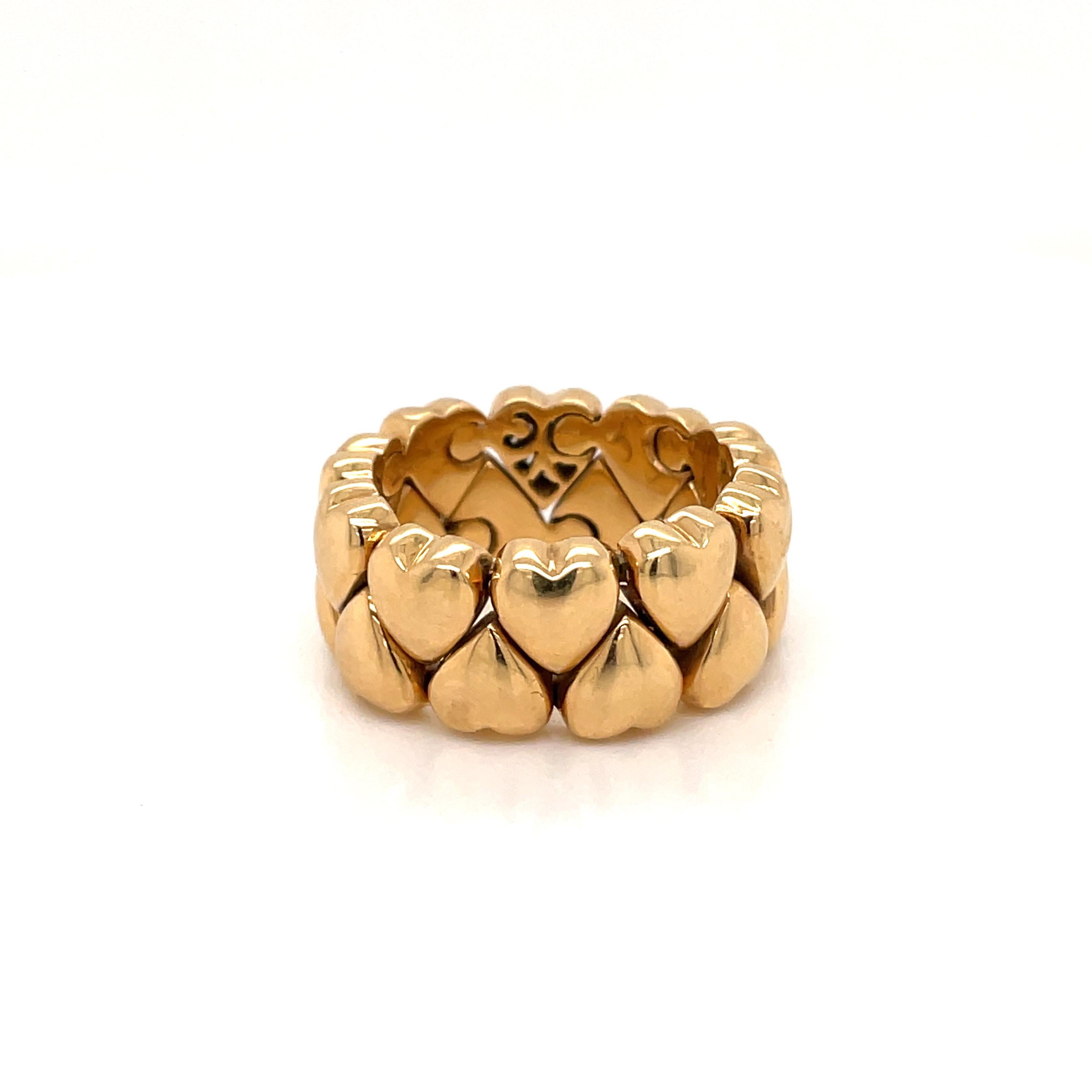 Cartier Diamond Double Coeurs Gold Band Ring 3