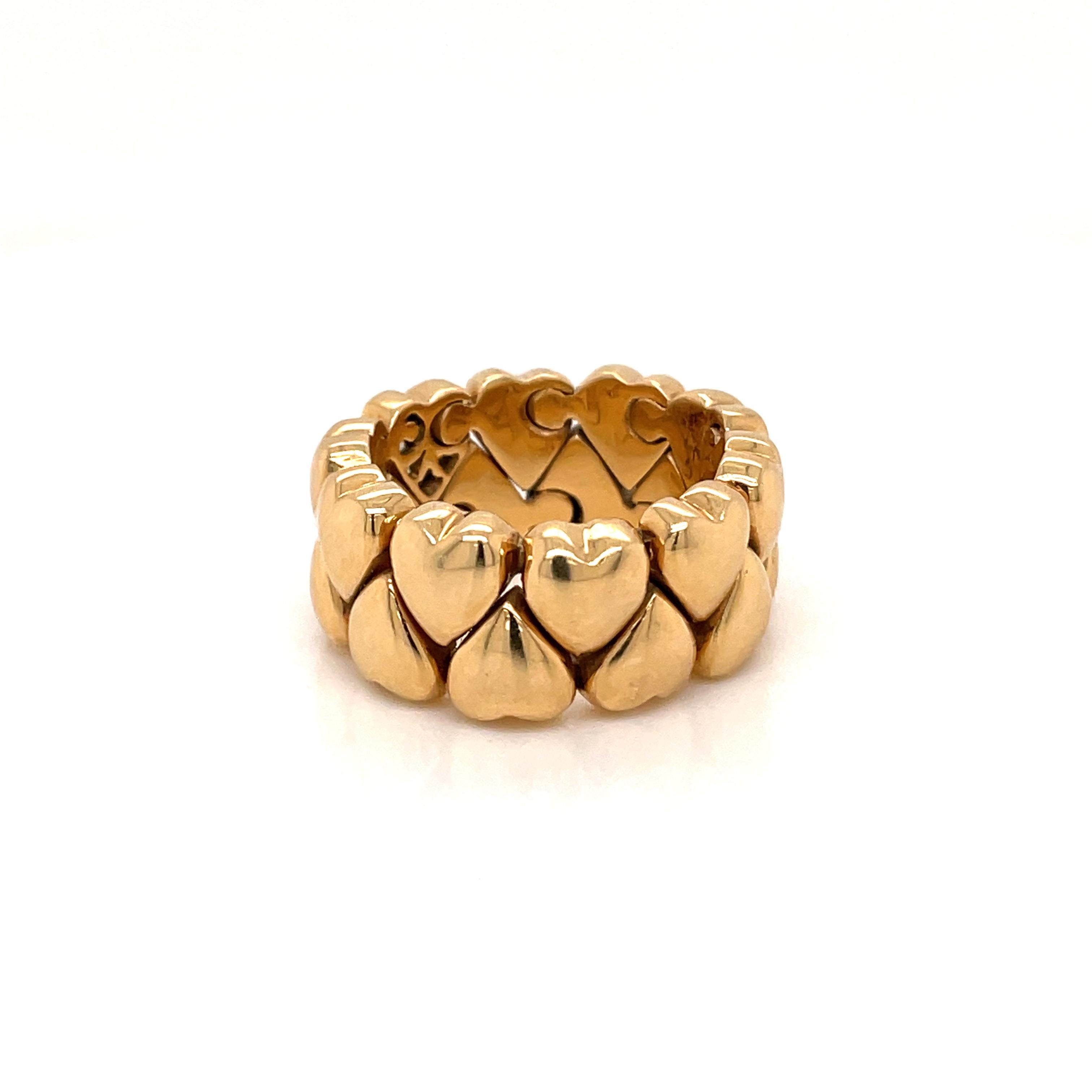 Oval Cut Cartier Diamond Double Coeurs Gold Band Ring For Sale