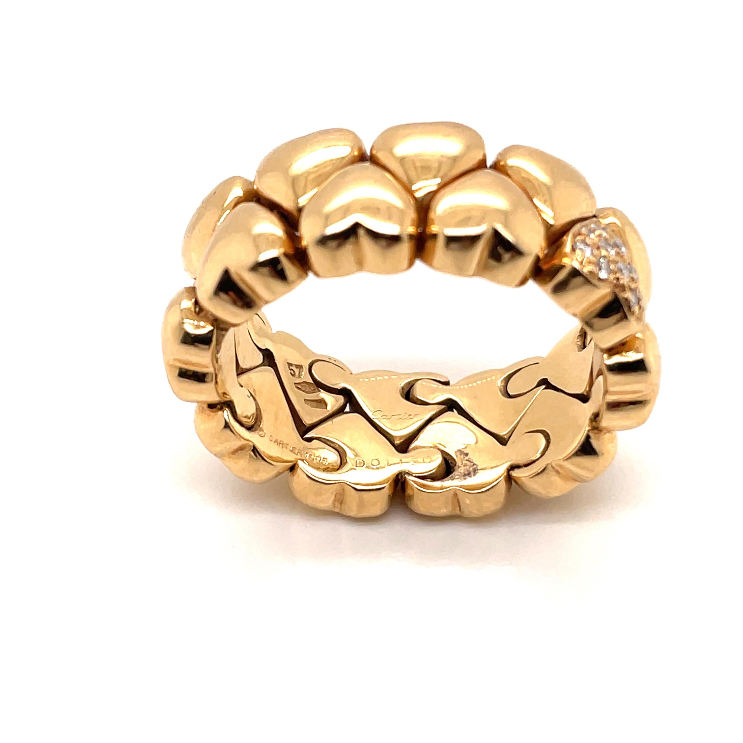 Women's Cartier Diamond Double Coeurs Gold Band Ring For Sale