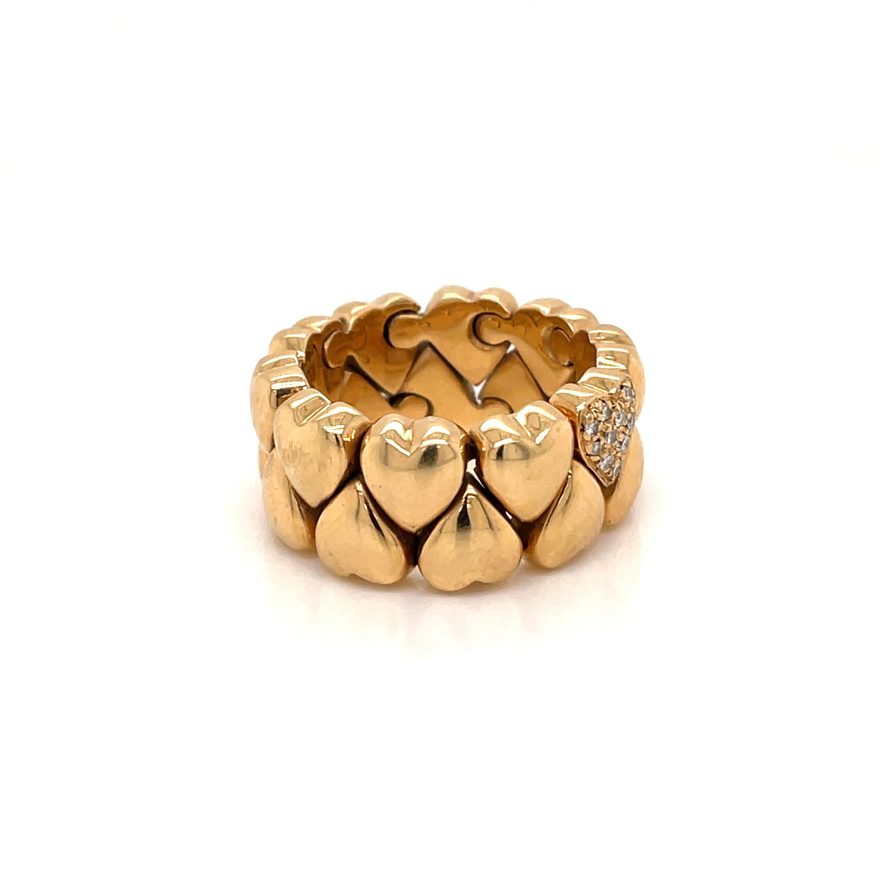 Oval Cut Cartier Diamond Double Coeurs Gold Band Ring
