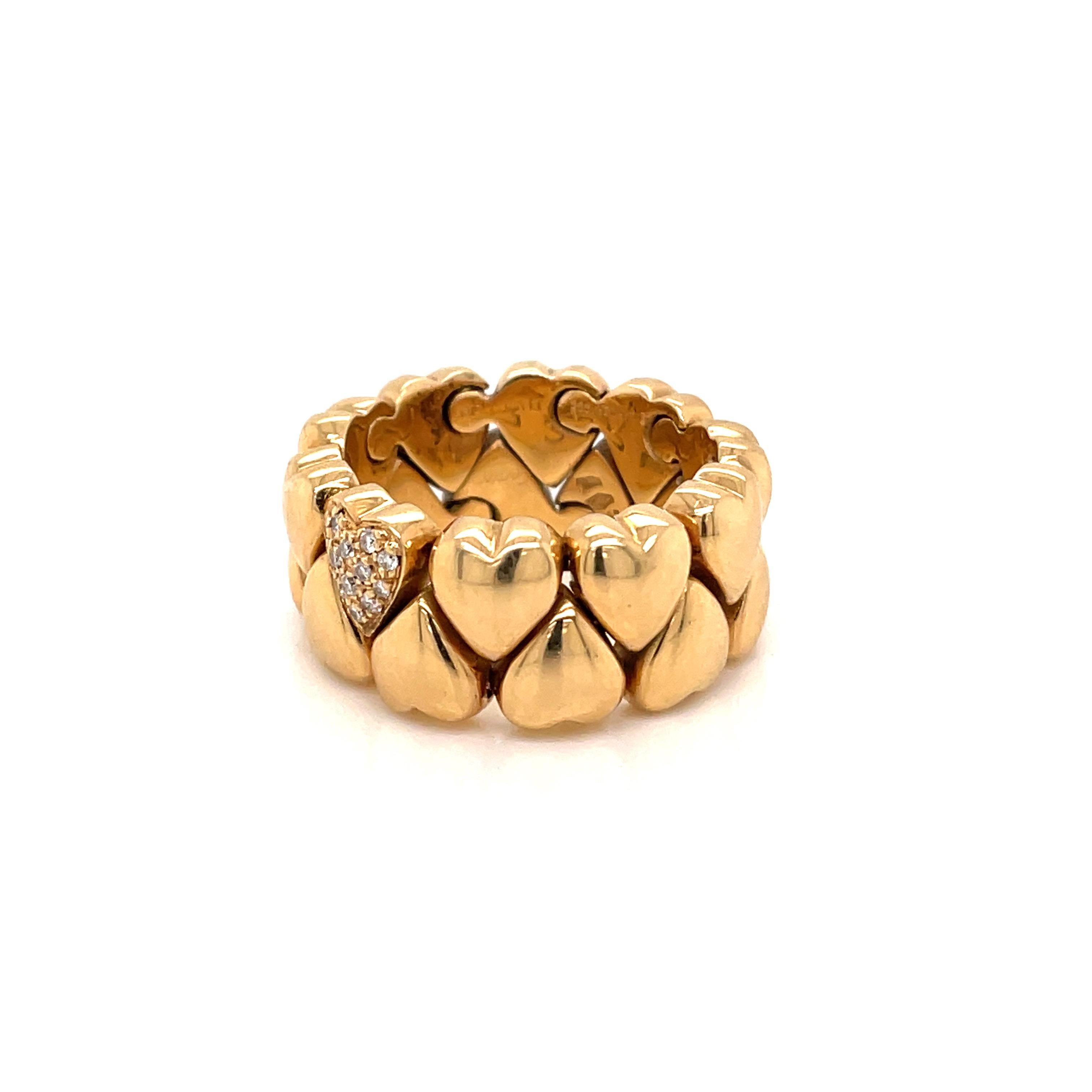 Cartier Diamond Double Coeurs Gold Band Ring 1