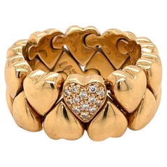 Cartier Diamond Double Coeurs Gold Band Ring