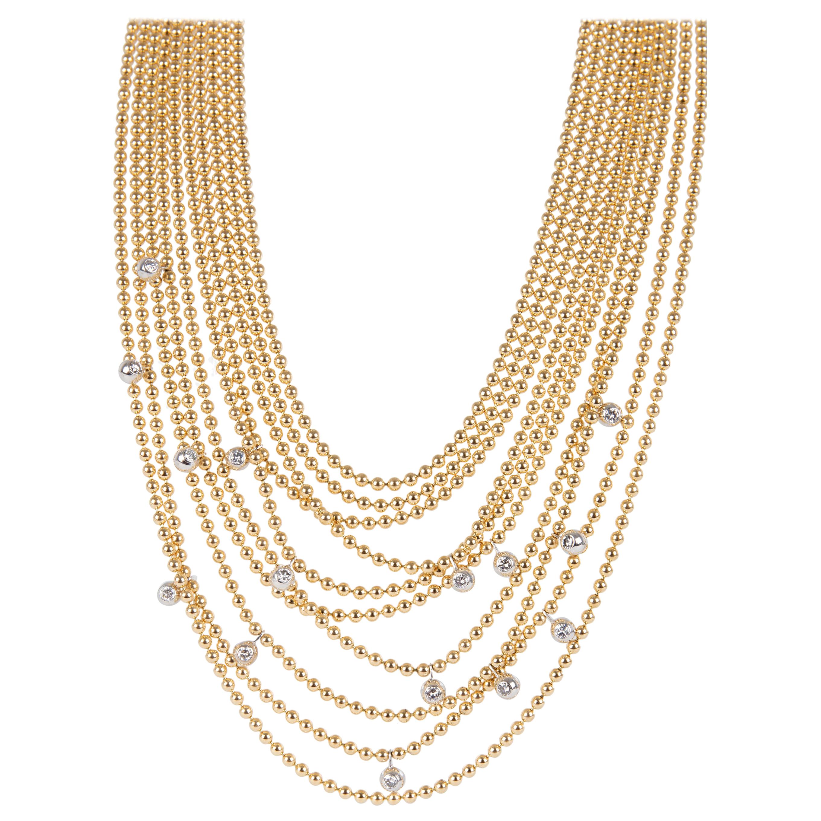 Cartier Diamond Draperie De Decollete Necklace in 18K 2 Tone Gold 0.60 Carat