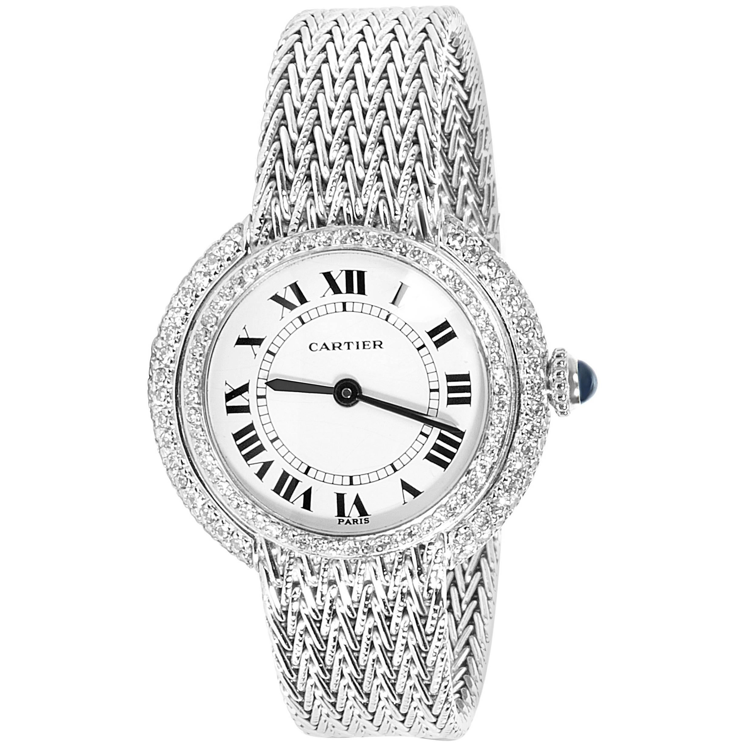 Cartier Diamond Dress Women's Watch in 18 Karat White Gold