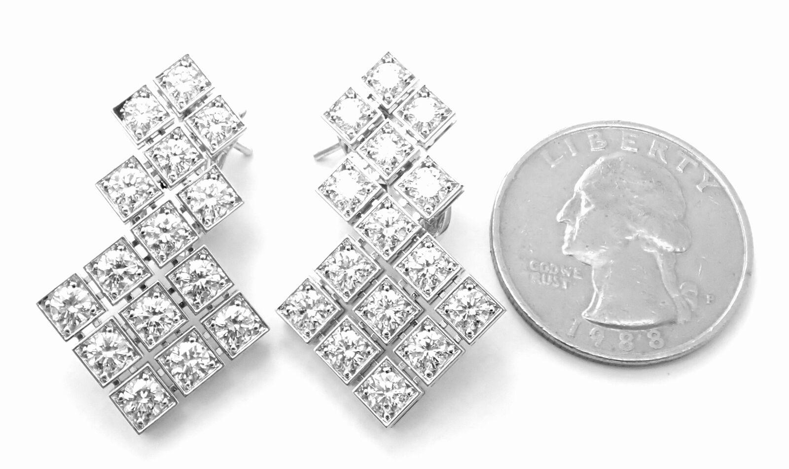Brilliant Cut Cartier Diamond Drop White Gold Earrings For Sale