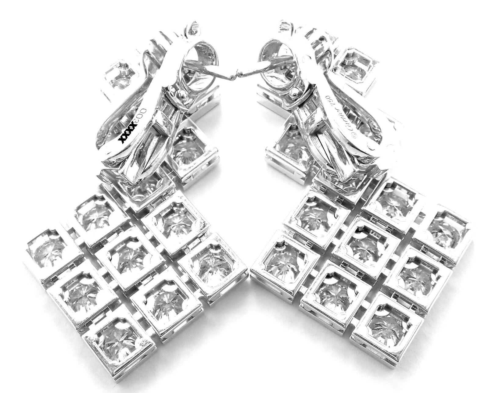 Cartier Diamond Drop White Gold Earrings In Excellent Condition For Sale In Holland, PA