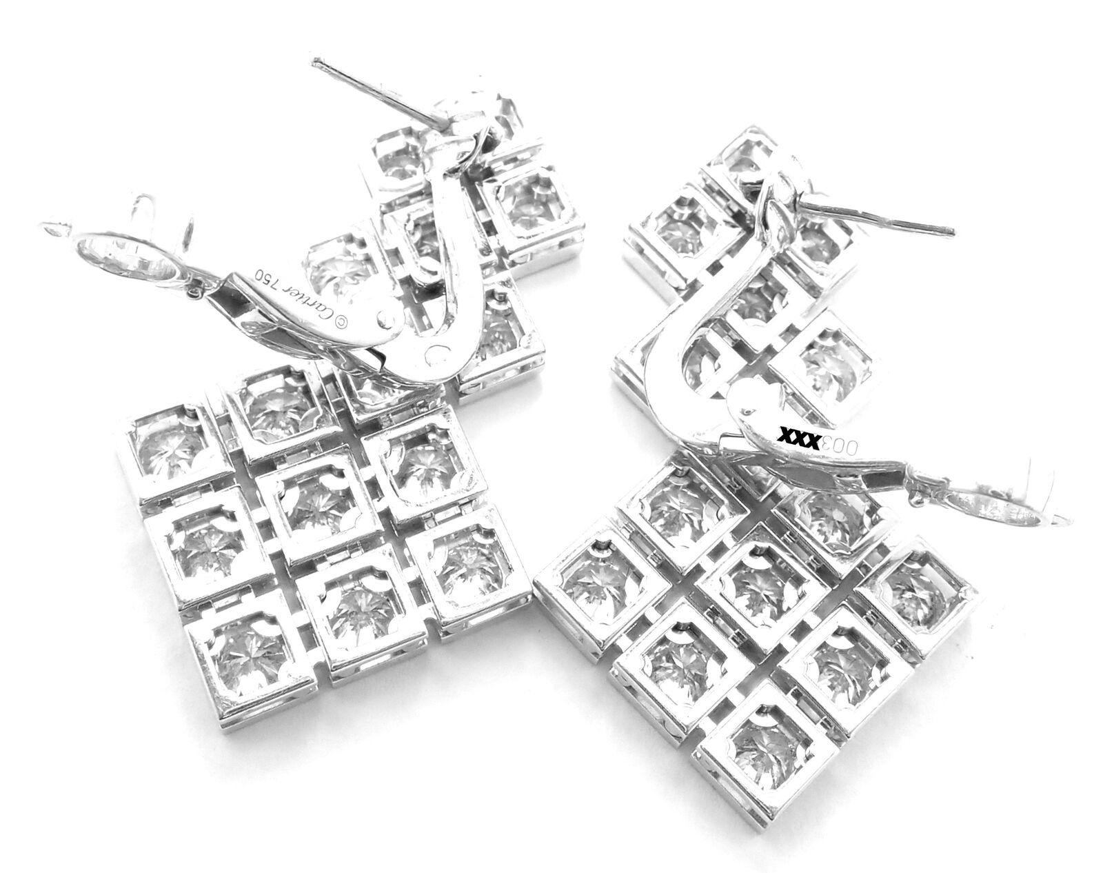 Women's or Men's Cartier Diamond Drop White Gold Earrings For Sale