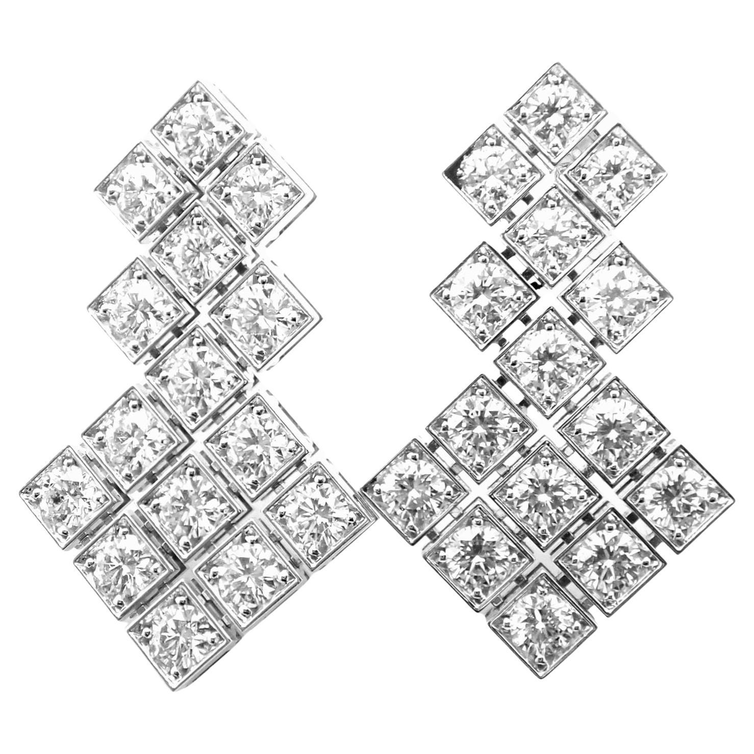 Cartier Diamond Drop White Gold Earrings For Sale