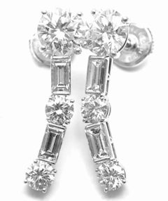 Cartier Diamond Ear Pendants White Gold Drop Earrings