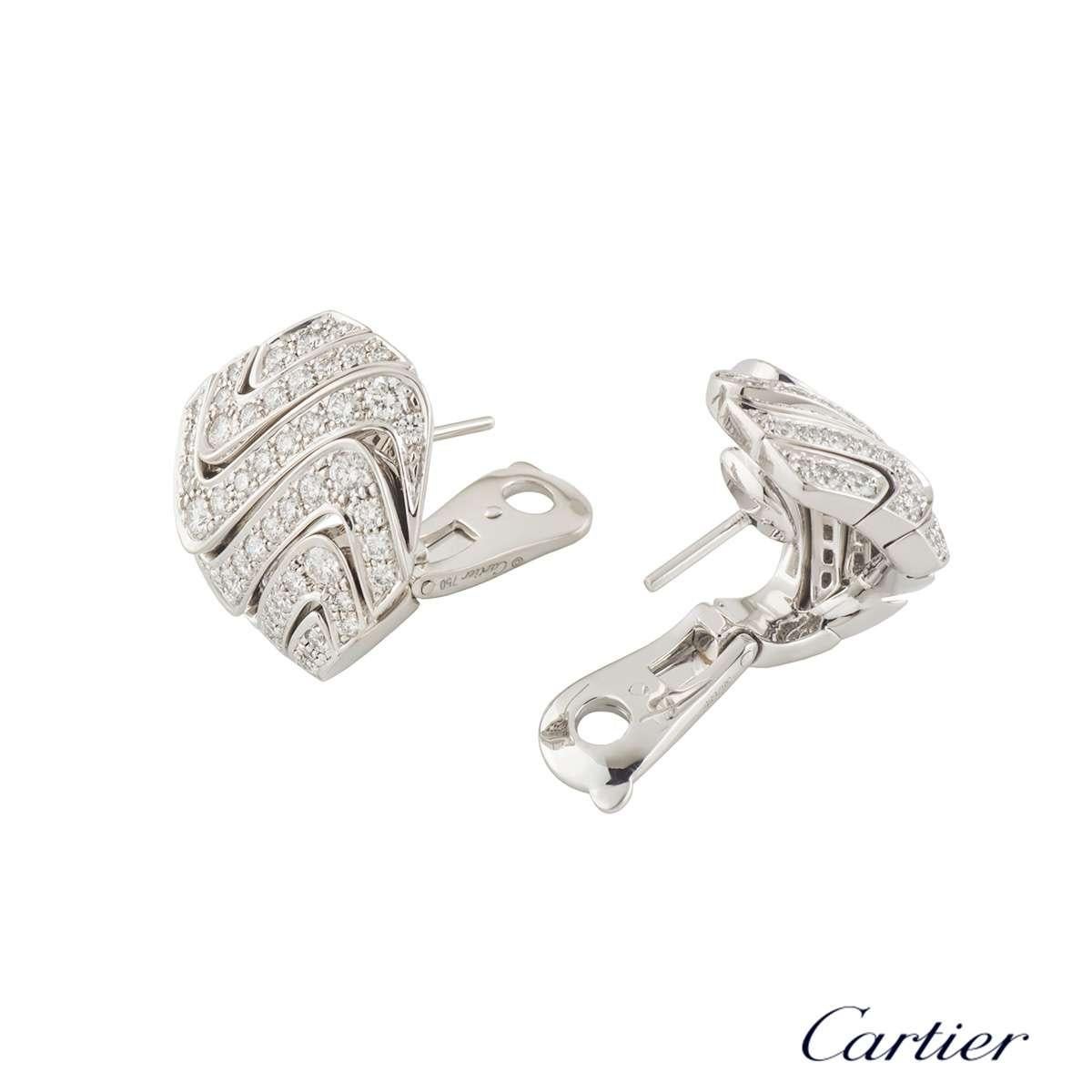 Round Cut Cartier Diamond Earrings 1.74 Carat