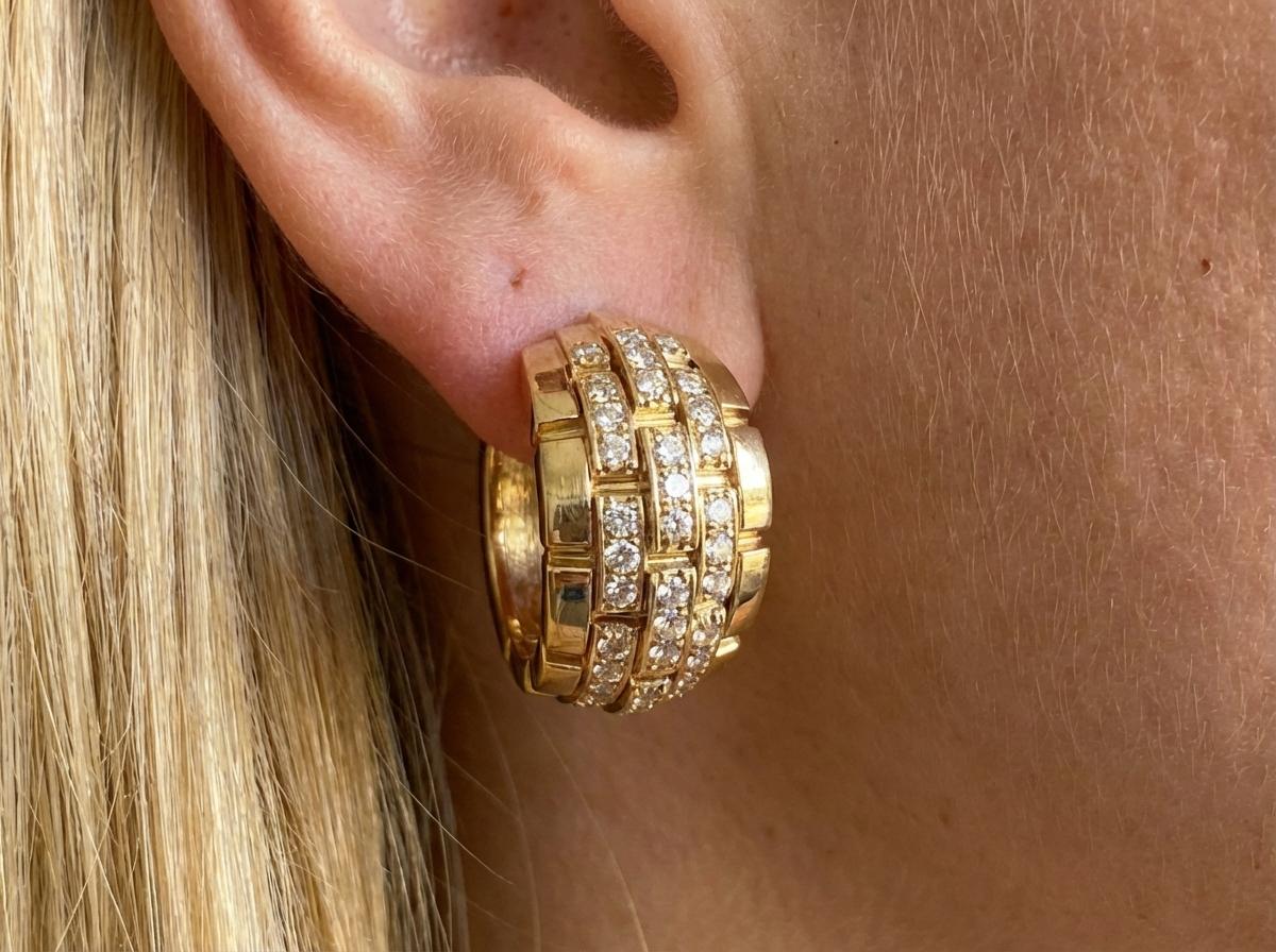 Cartier Diamond Earrings 18k Yellow Gold - image 2