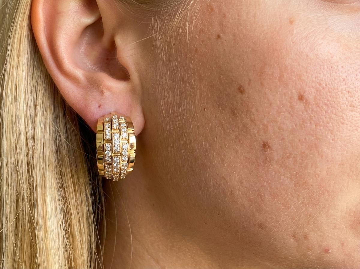 Cartier Diamond Earrings 18k Yellow Gold - image 3