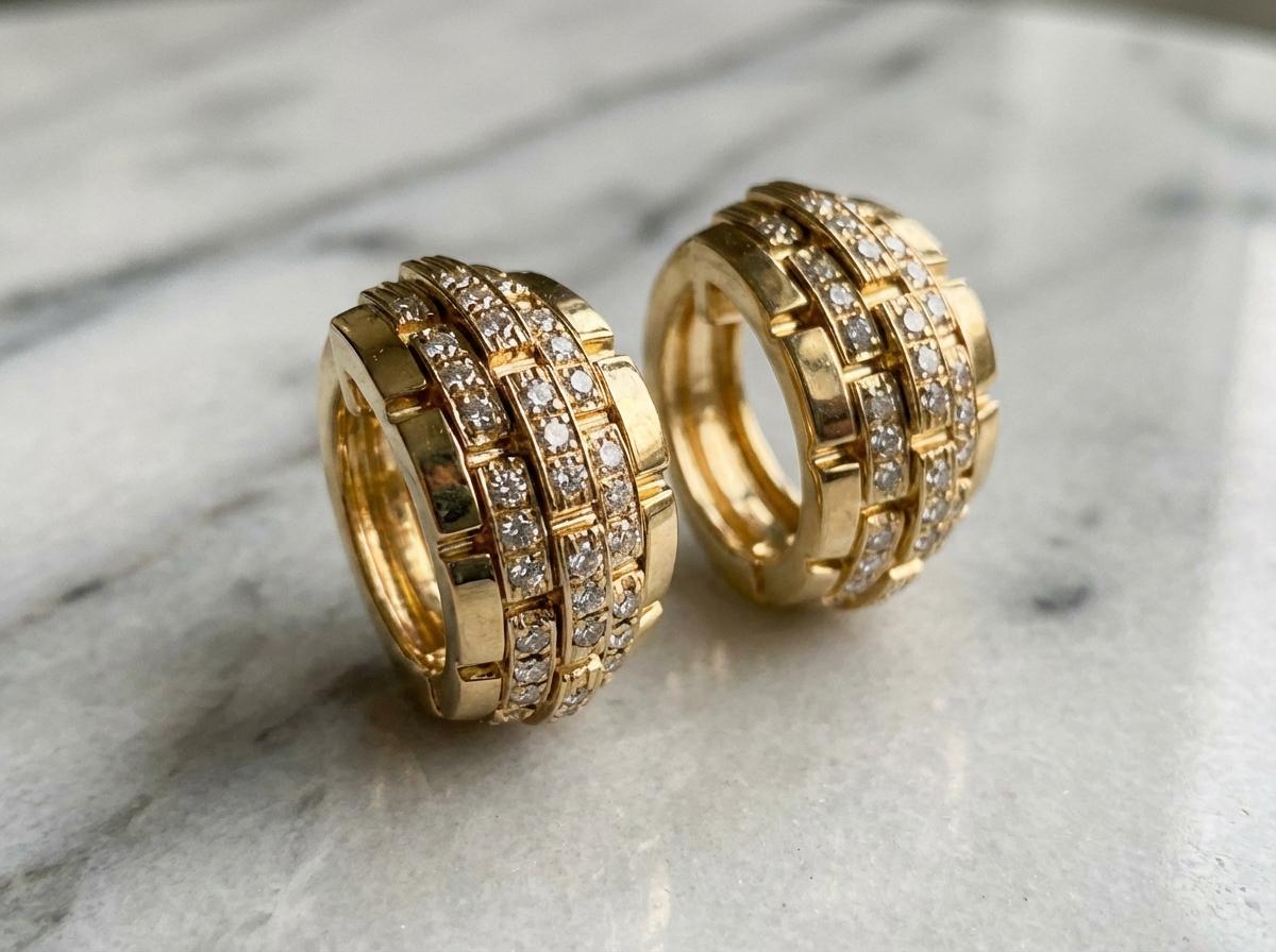 Cartier Diamond Earrings 18k Yellow Gold - image 4