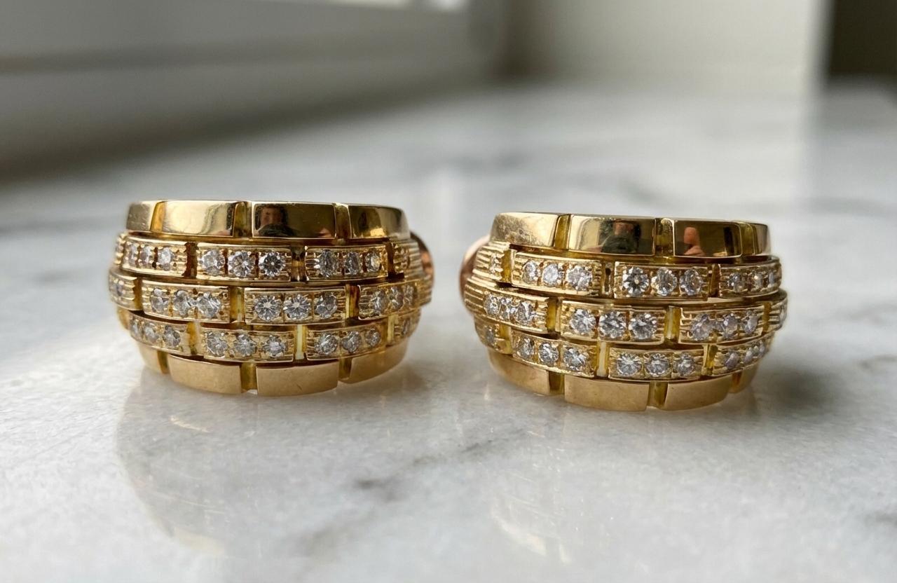 Cartier Diamond Earrings 18k Yellow Gold - image 5
