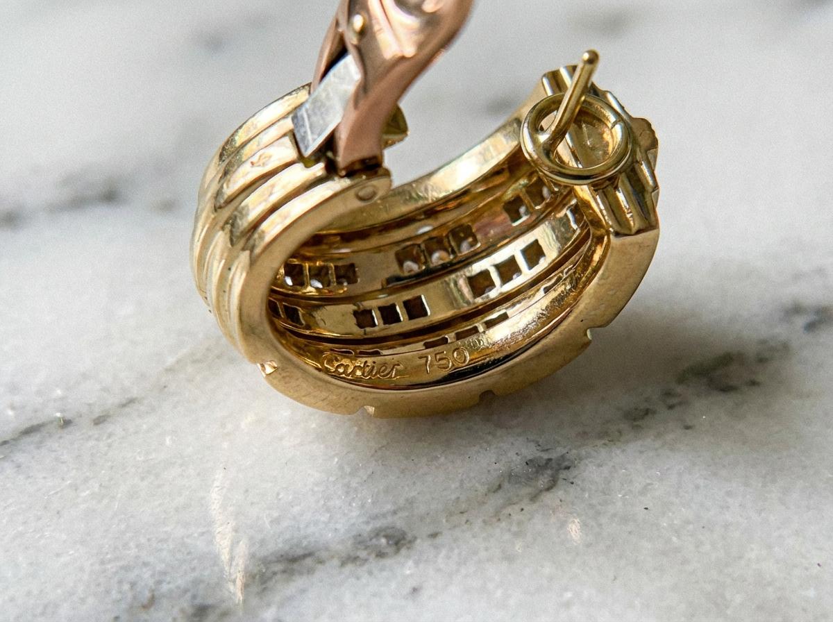 Cartier Diamond Earrings 18k Yellow Gold - image 6