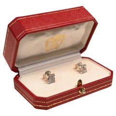 Cartier Diamant Ohrringe 2c 18k Weißgold Ohrstecker signiert Pave Einstellungen