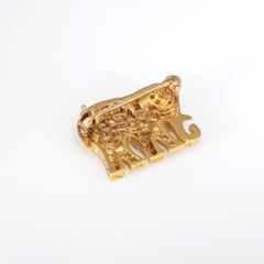 Cartier Diamond Elephant Brooch Pin Vintage 18k Yellow Gold Signed Jewelry