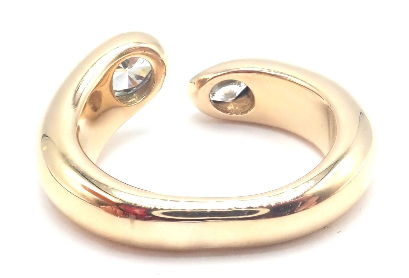 Cartier Diamond Ellipse Deux Tetes Croisees Bypass Yellow Gold Band Ring In Excellent Condition For Sale In Holland, PA