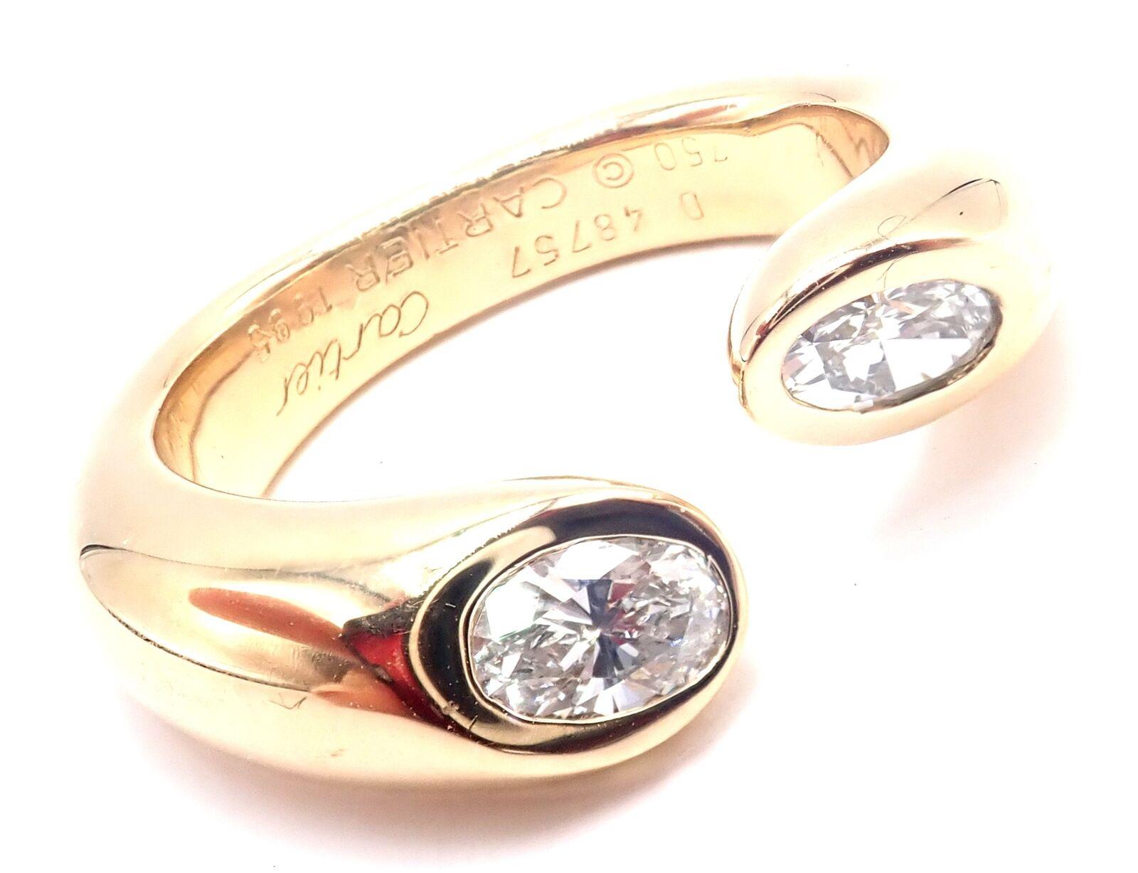 Cartier Diamond Ellipse Deux Tetes Croisees Bypass Yellow Gold Band Ring For Sale 1
