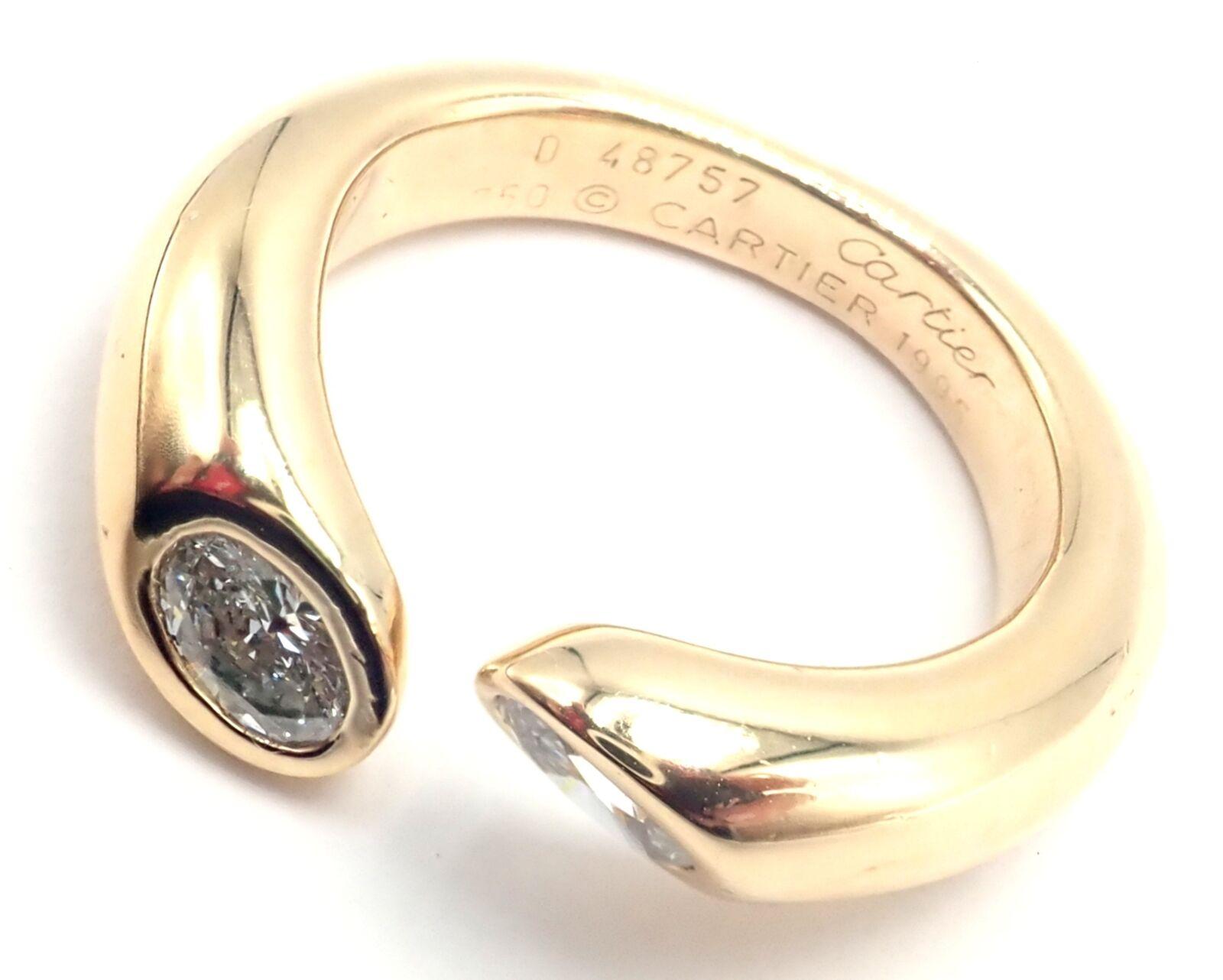 Cartier Diamond Ellipse Deux Tetes Croisees Bypass Yellow Gold Band Ring 3