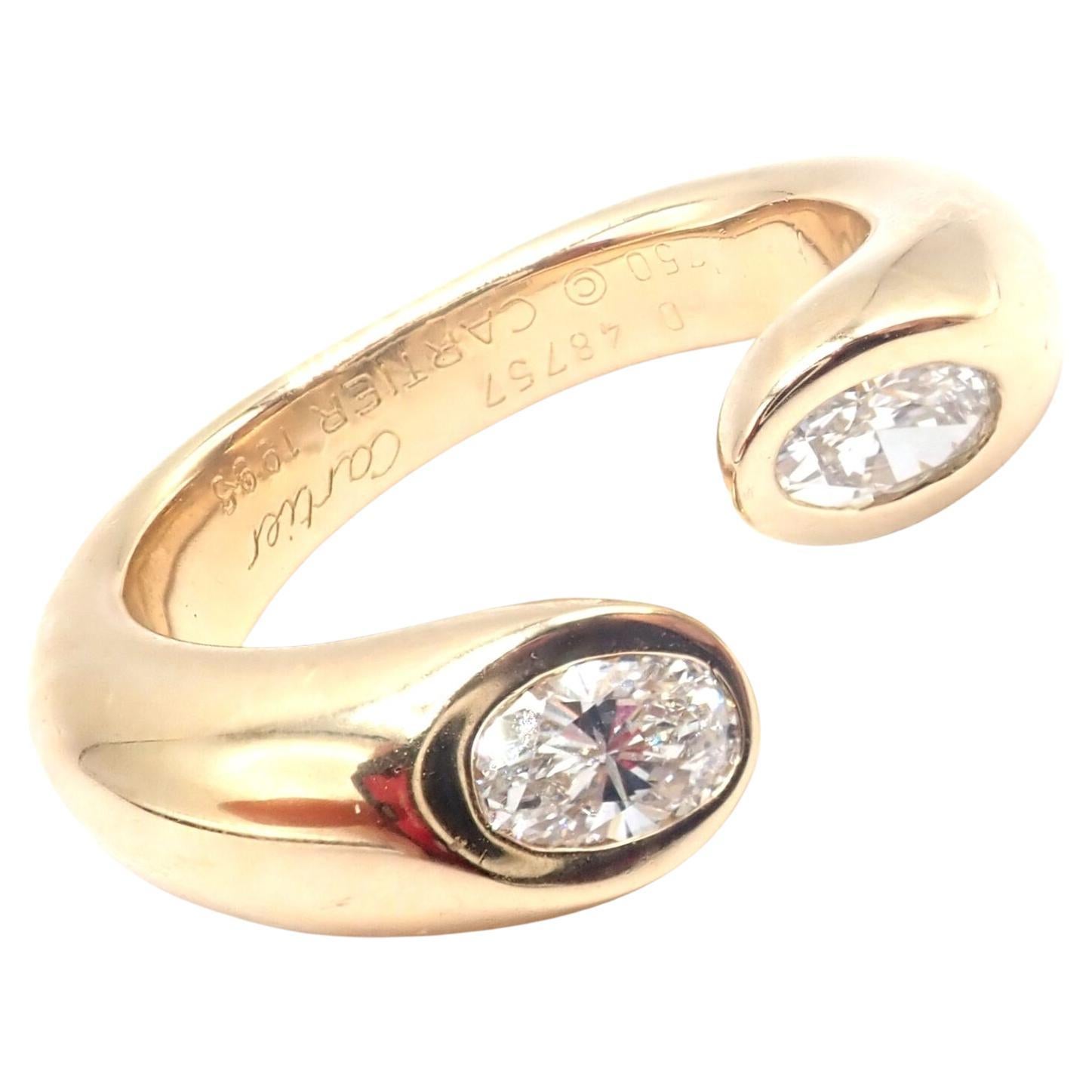 Cartier Diamond Ellipse Deux Tetes Croisees Bypass Yellow Gold Band Ring For Sale