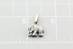 Cartier Diamond Emerald 18 Karat White Gold Elephant Charm Pendant